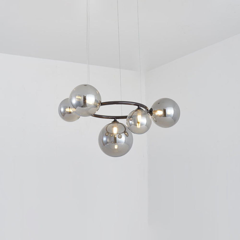 Suspension Valentina Modern Design Wave en métal et verre, blanc/or