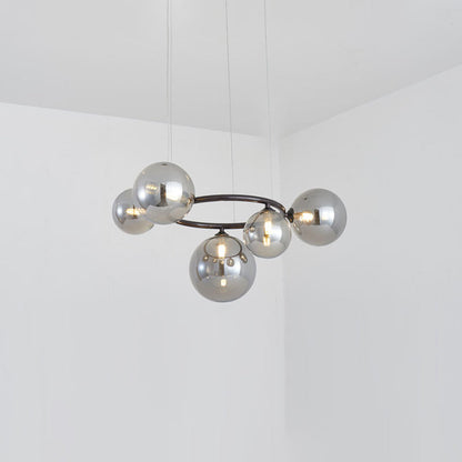 Suspension Valentina Modern Design Wave en métal et verre, blanc/or