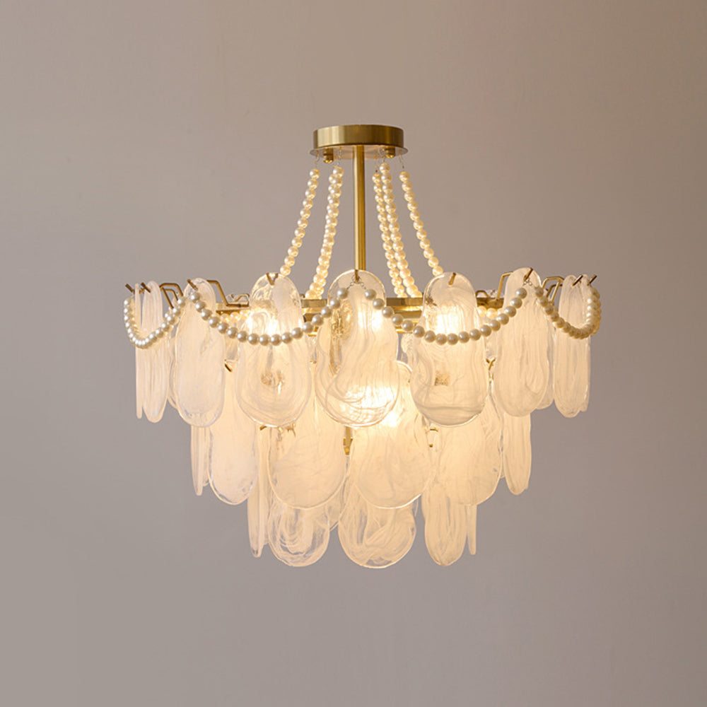 Lustre Kristy Élégant perle/verre/métal, blanc