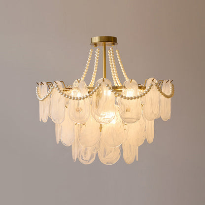 Lustre Kristy Élégant perle/verre/métal, blanc