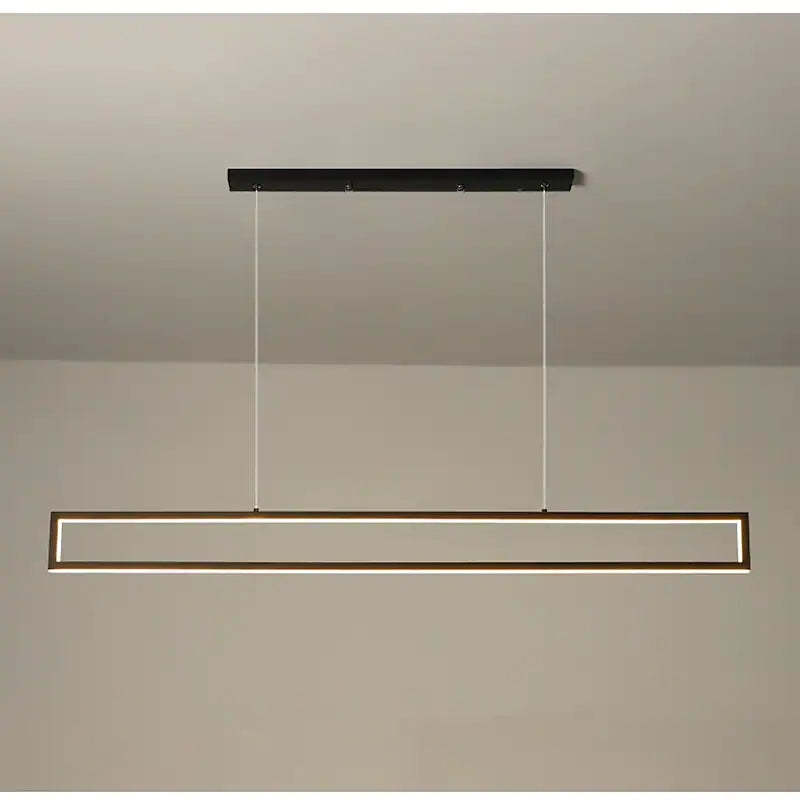 Arisha Modern Metal Vertical Rectangular Pendant Light, Black