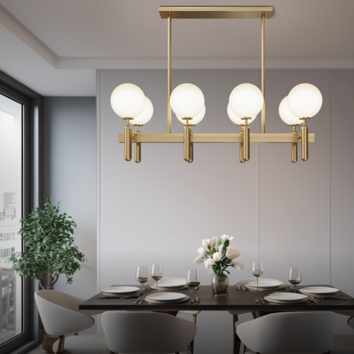 Kristy Design Ball Glas/Metaal Hanglamp Goud Wit