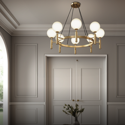 Kristy Design Ball Glas/Metaal Hanglamp Goud Wit