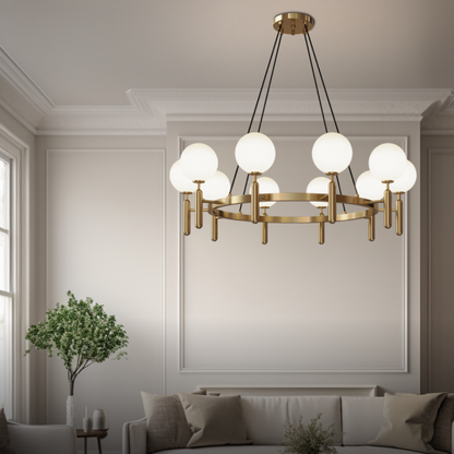 Kristy Design Ball Glas/Metaal Hanglamp Goud Wit