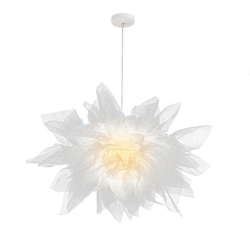 Arisha Lampe à suspension moderne en tissu à fleurs, chambre à coucher, blanc