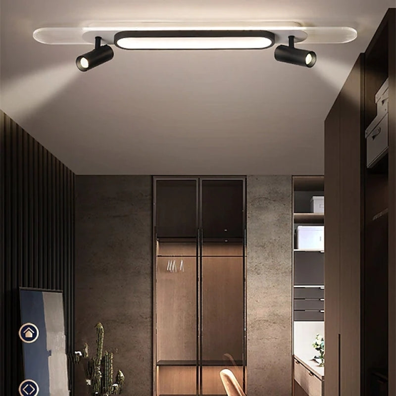 Aim Moderne rechteckige LED-Deckenleuchte aus Metall, Schwarz/Weiß