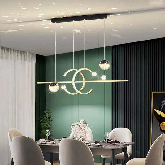 Arisha Hanglamp Double-C, Goud/Zwart Sterrenhemel