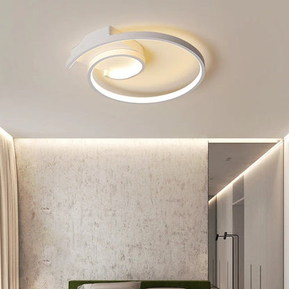 Arisha Modern Spiral Shaped Metal Ceiling Light, Black/White
