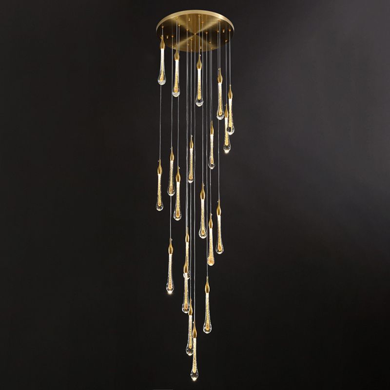 Lustre Valentina Goutte d'Eau Moderne en Cristal, Or