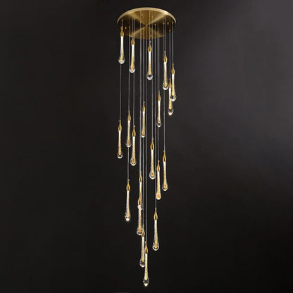Lustre Valentina Goutte d'Eau Moderne en Cristal, Or