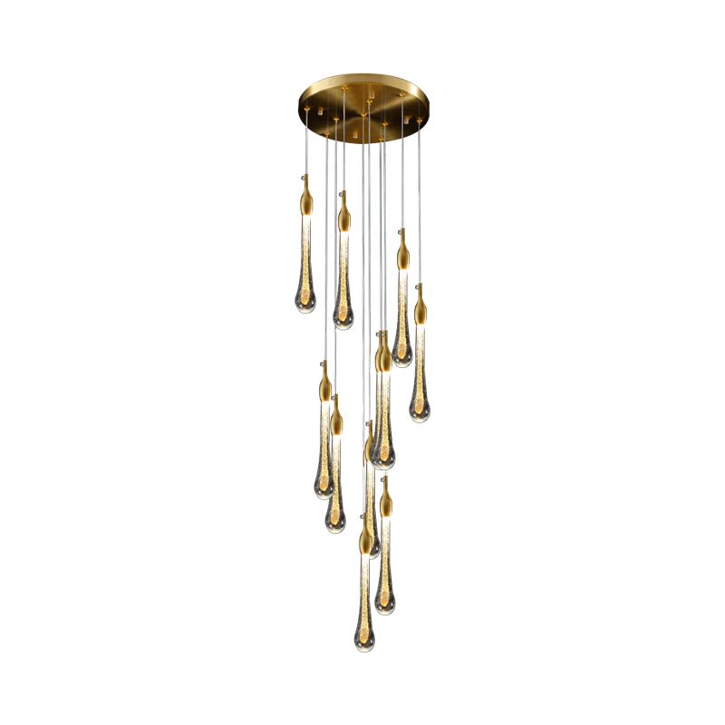 Lustre Valentina Goutte d'Eau Moderne en Cristal, Or