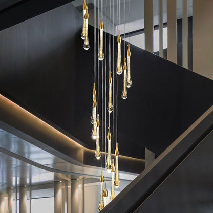 Lustre Valentina Goutte d'Eau Moderne en Cristal, Or