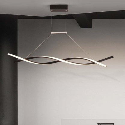 Arisha Pendant Light Linear Double Wave Modern, Metal, Black/Grey, Bedroom