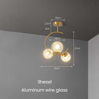 Valentina Modern Glass Globe Pendant Light, Metal & Glass, 3 Style
