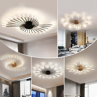 Wesley Flush-Mount Ceiling Light Fireworks, Black/Gold