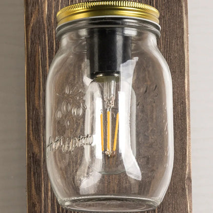 Epoch Vintage Jar Shape Wood Metal Wall Lamp