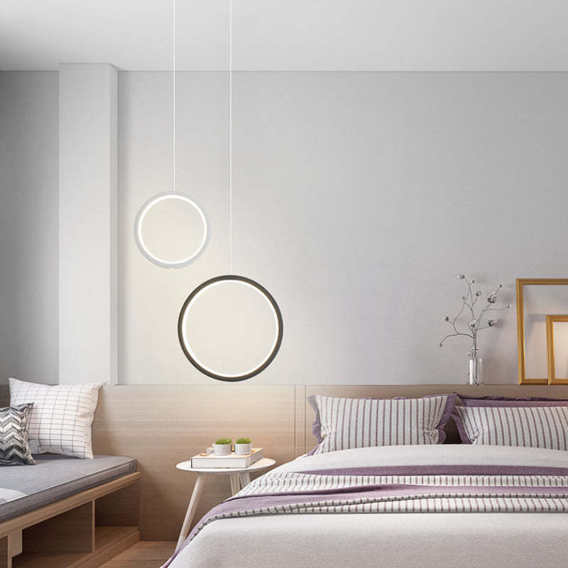 Doria Modern LED Pendant Light Black/White Metal Living Room