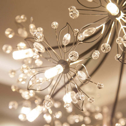 Arisha moderner Art-Deco-Kristall-Sputnik-Kronleuchter, Schwarz/Gold