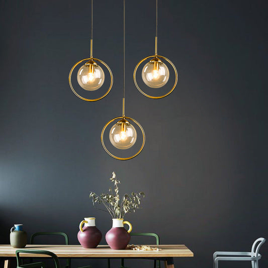 Zoey Glass Pendant Light with a Metal Ring