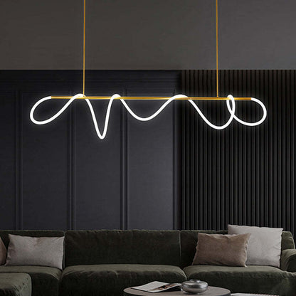 Arisha Curved & Linear Semi Flush Mount Ceiling Light, Gold