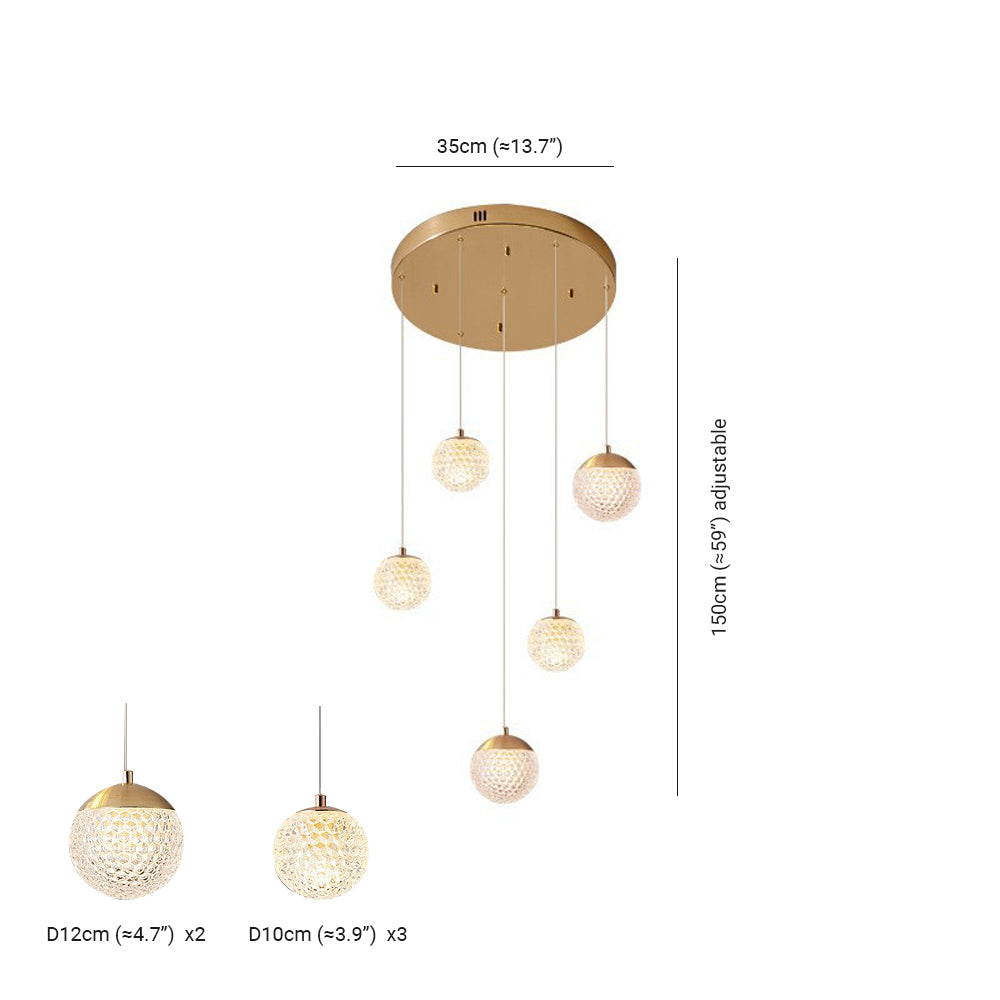 Arisha Multi Staircase Modern Art Deco Pendant Light, Gold