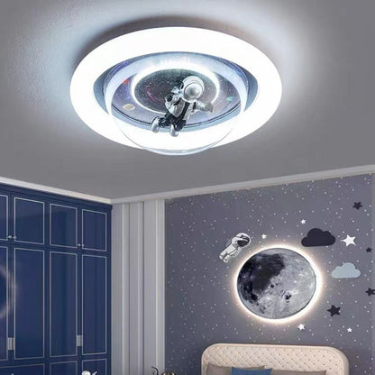 Aria Cosmic Astronaut & Galaxy Motif Flush Mount Ceiling Light