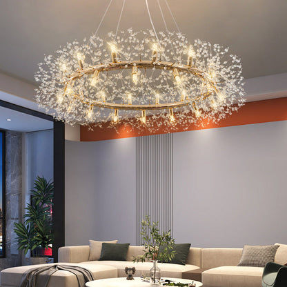 Arisha Modern Dandelion LED Pendant Light GoldCrystal Bedroom/Living Room