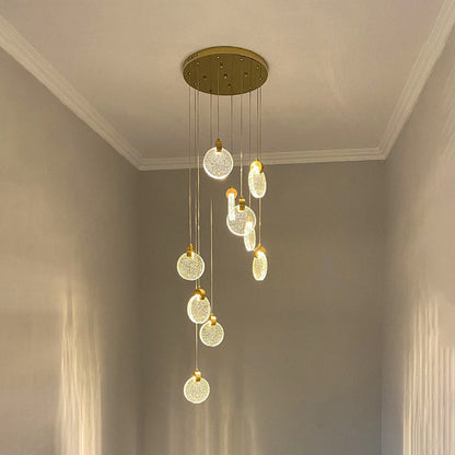 Kristy Luxury Circular Ripple Round Crystal Golden Chandelier