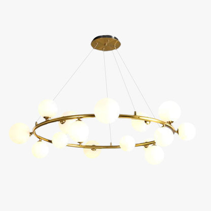 Valentina Modern Glass Globe Ring Chandelier, Gold/Black