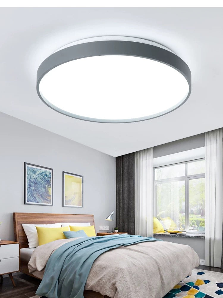 Arisha Minimalist Round Metal/ Flush Mount Ceiling Light, White/Coffee/Grey/Gold