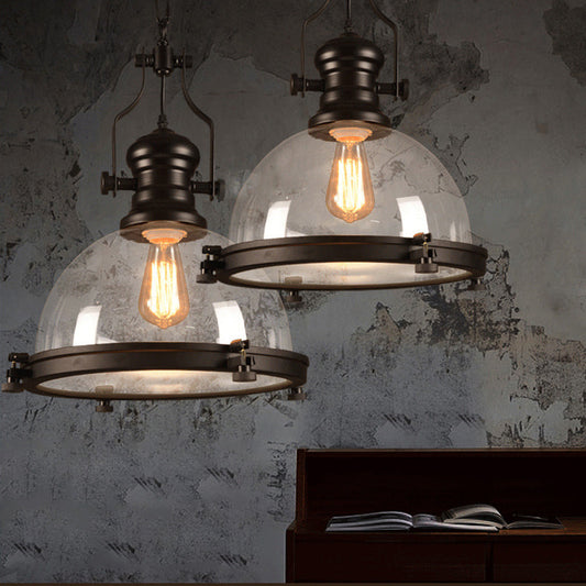 Silva Vintage halfronde glazen hanglamp, zwart
