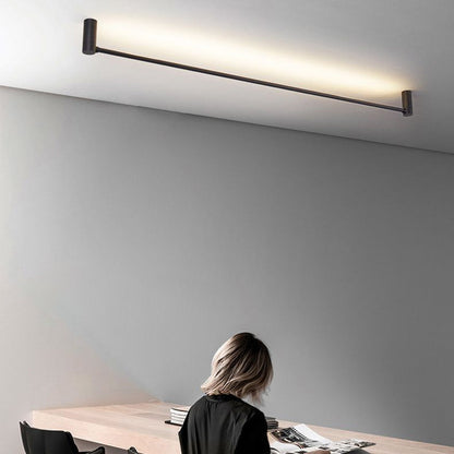 Arisha Minimalist Linear Flush Mount Ceiling Light, Black, Hallway