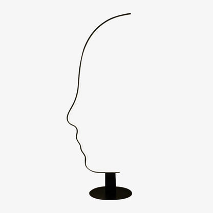 Arisha Human Face Profile Moderne Bogen-Stehlampe, Schwarz, Metall/Silizium