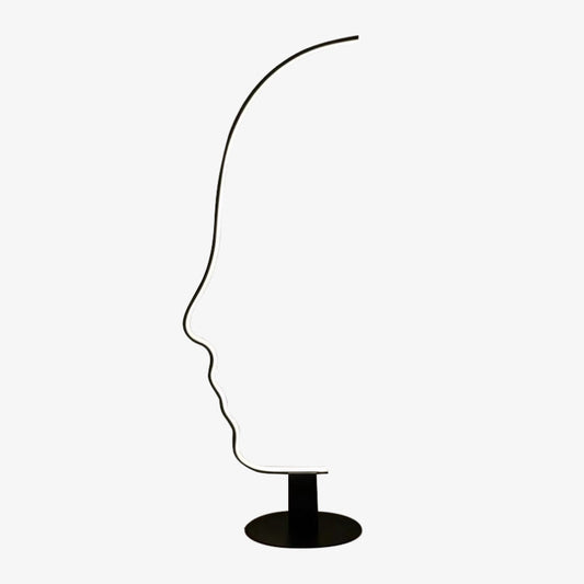 Arisha Human Face Profile Modern Arc Floor Lamp, Black, Metal/Silicon