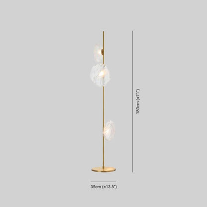 Byers Luxury Flower Metal/Glass Floor Lamp, Black/Gold/Grey