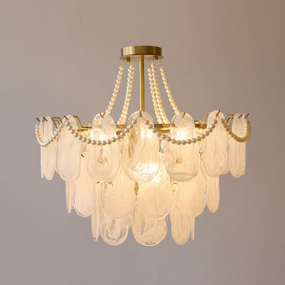 Lustre Kristy Élégant perle/verre/métal, blanc