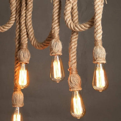 Silva Vintage Wood/Rope Pendant Light, Living Room