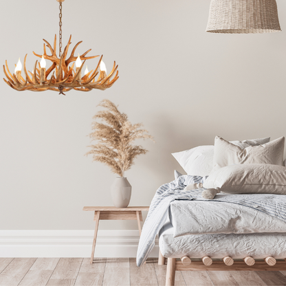 Silva Retro Deer Antlers Candle light Horn Resin Chandelier
