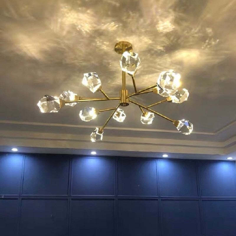 Kristy Luxuriöser Kristall-Kronleuchter für Wohnzimmer, golden