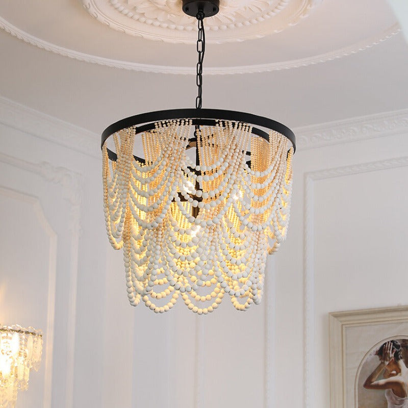 Muto Boho LED-Pendelleuchte/Kronleuchter Holz/Metall