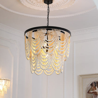 Muto Boho LED-Pendelleuchte/Kronleuchter Holz/Metall