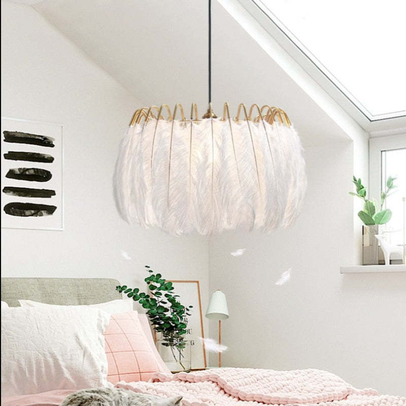 O'Moore Lampe à suspension élégante en forme de plume, noir/blanc, chambre/salon