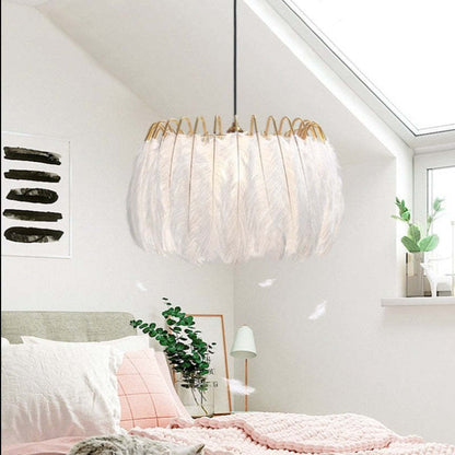 O'Moore Lampe à suspension élégante en forme de plume, noir/blanc, chambre/salon