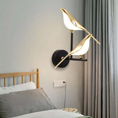 Arisha Minimalistische Elster-Vogel-Wandlampe aus Metall, Schlafzimmer