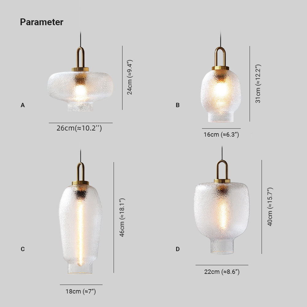 Valentina Minimalist Blown Frosted Clear Glass Pendant Light
