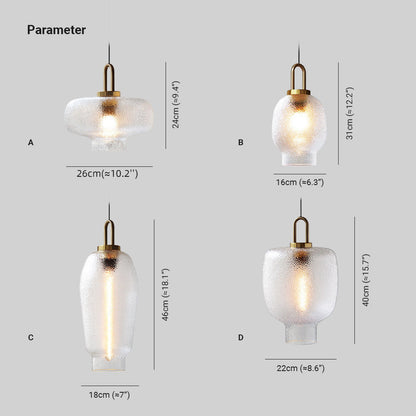 Valentina Minimalist Blown Frosted Clear Glass Pendant Light