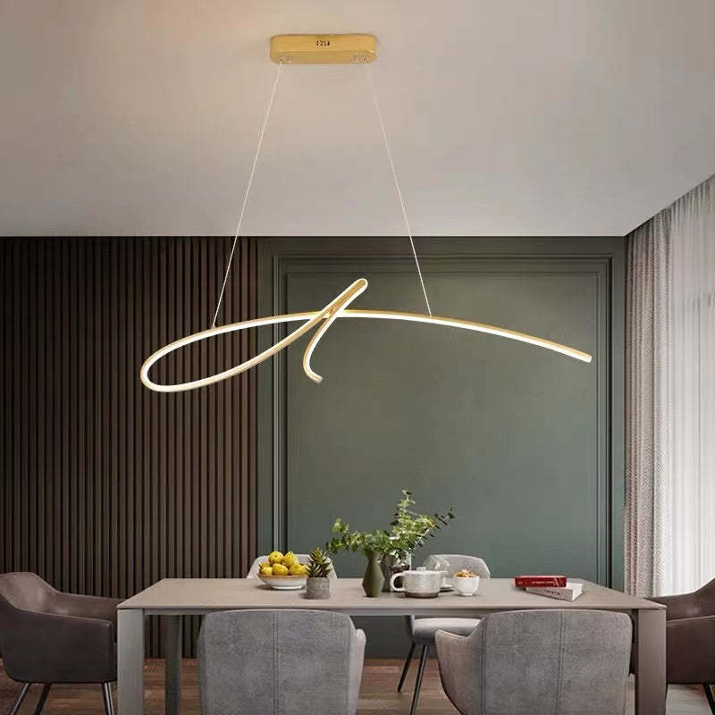 Arisha Suspension Courbe Irrégulière Moderne, Métal, Noir/Or, Restaurant
