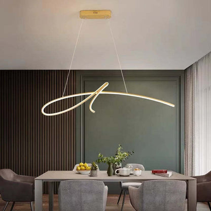 Arisha Suspension Courbe Irrégulière Moderne, Métal, Noir/Or, Restaurant