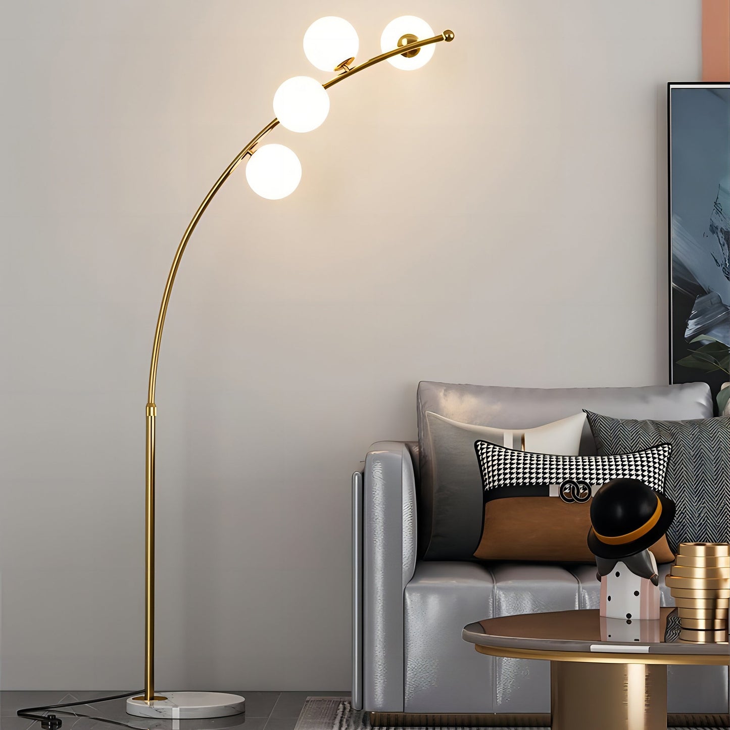 Valentina Modern Arc Multi Head Bubble Stehlampe Schwarz/Gold