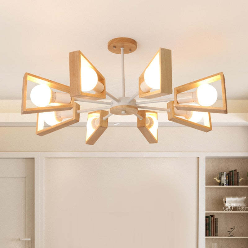 Muto moderne nordische Rotatale-Pendelleuchte, Holz, 3 Stile